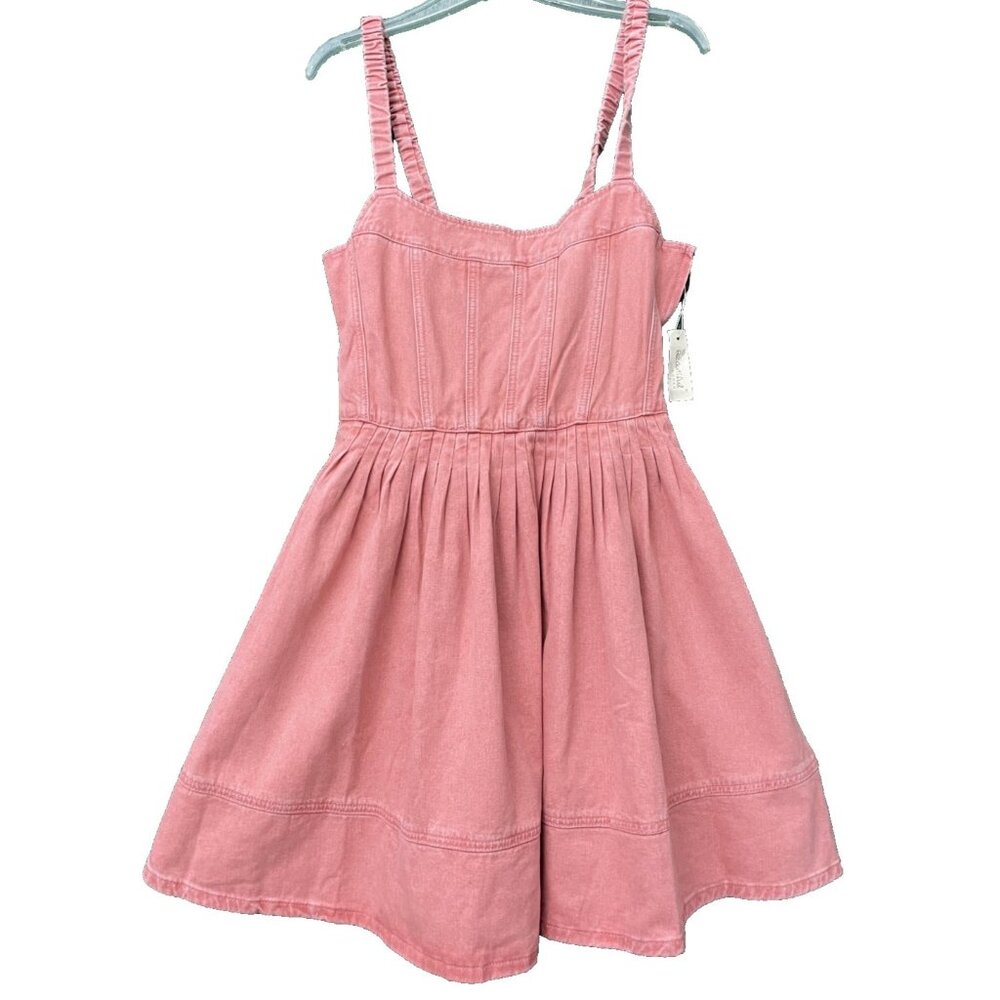 Beautiful Nomad Dress Denim Pink Stretch Straps Zipper Size 2XL Knee